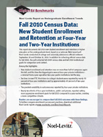 This report documents fall 2010 new student enrollment and retention in higher education at the undergraduate level, based on a national, Web-based poll Noel-Levitz conducted of college and university admissions officials.