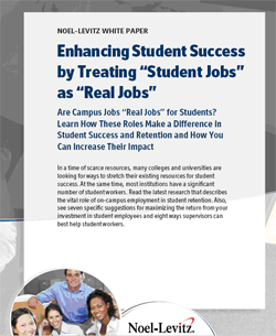 Cover: Enhancing Student Success by Treating "Student Jobs" as "Real Jobs". Research on how student employment can positively affect student success and retention.
