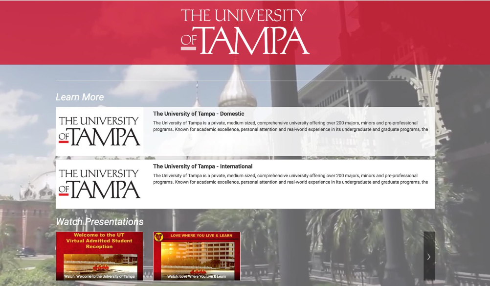The University of Tampa has seen yield rate increases thanks to online engagement planning