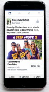 Digital fundraising at the University of Northern Iowa produced big gains in average gift and response