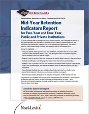This report from Noel-Levitz outlines national higher education benchmarks on student retention rates in various institutions. This information can be used to compare across institutions and develop clear student retention goals and student retention strategies.