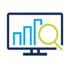 Icon: Computer monitor with bar graphs