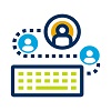 Icon: Keyboard connected to three people icons