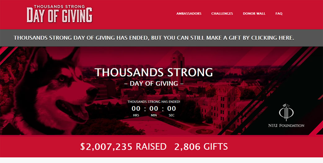 Online Giving Campaigns of 2020: Northern Illinois University