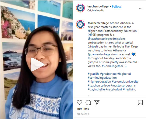 Digital Marketing Trends for EDU: Teacher's College Instagram