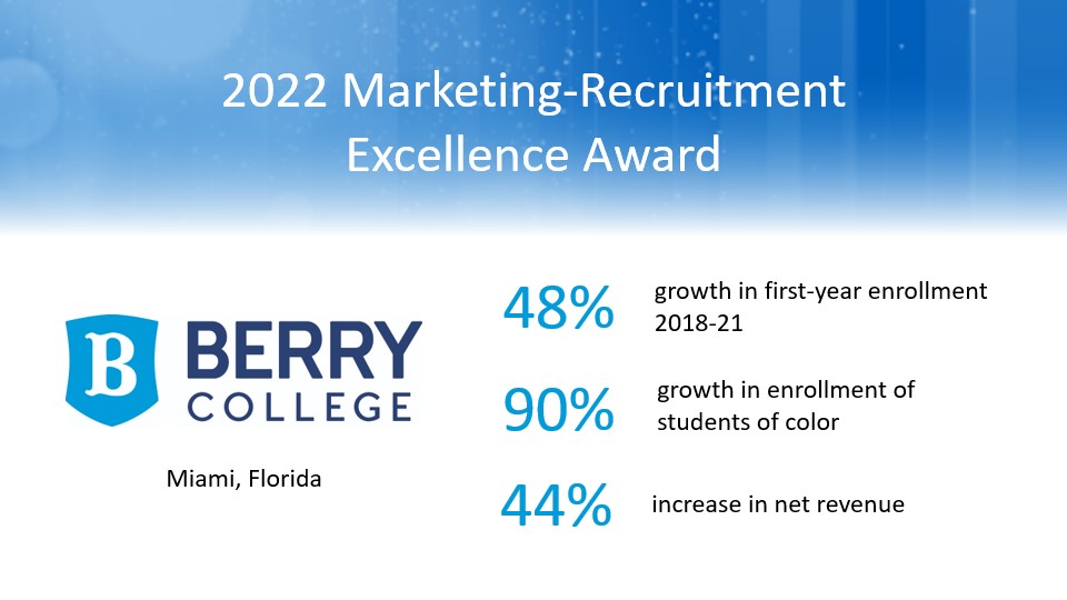 Marketing-Recruitment Excellence Award 2022: Berry College