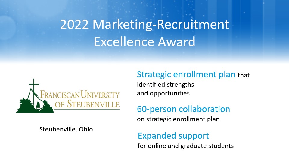 Marketing-Recruitment Excellence Award 2022: Franciscan University of Steubenville