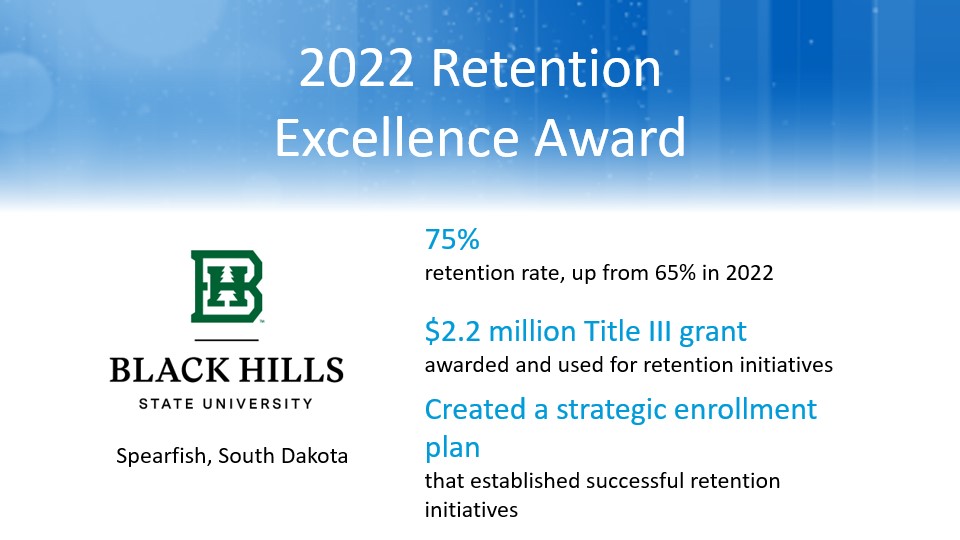 2022 Retention Excellence Award Winner: Black Hills State University