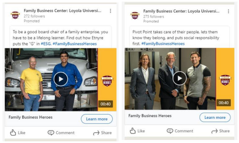 Loyola University of Chicago Family Business Center: campaign