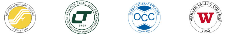 The four colleges of the IECC: Frontier Community College, Lincoln Trail College, Olney Central College, Wabash Valley College