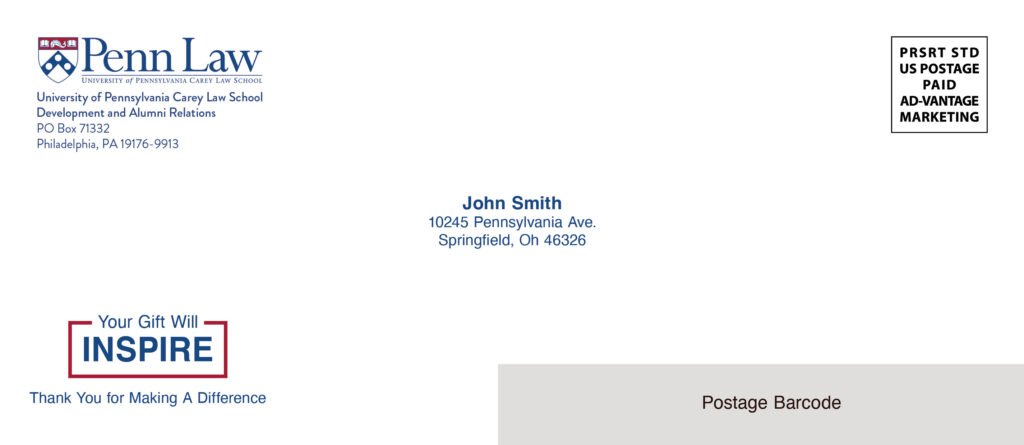 University Fundraising Direct Mail: Image of an envelope