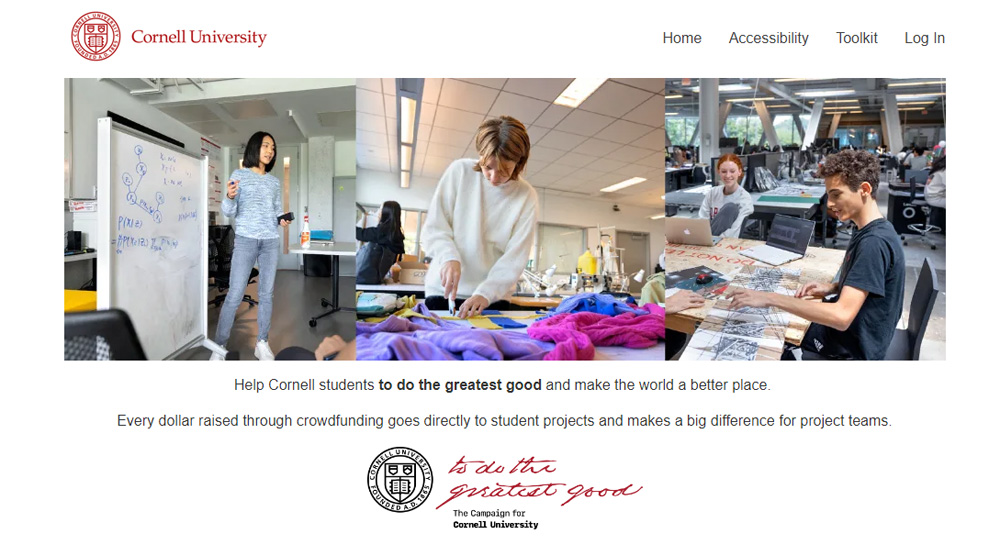 Cornell University Crowdfunding Campaign page