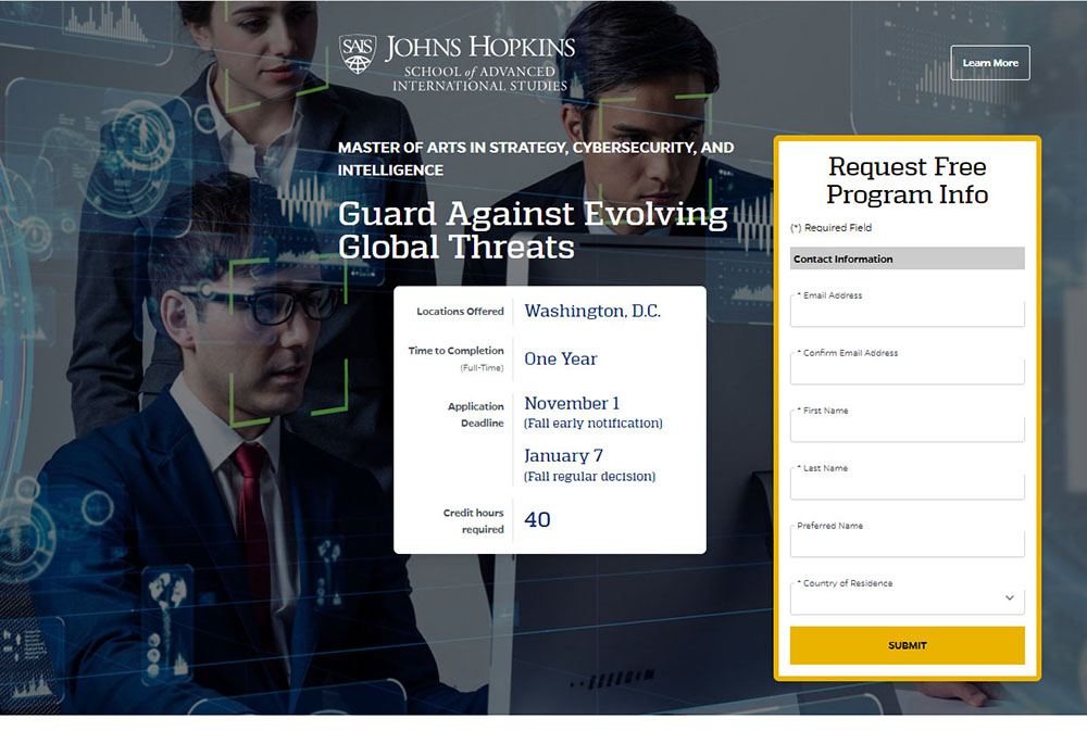 Johns Hopkins University: School of Advanced International Studies Admissions Microsite