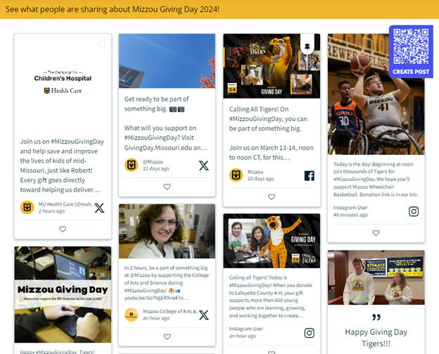 Blog: Gen Z Donors. Walls.io board from the University of Missouri
