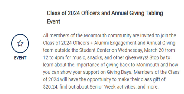 Blog on Gen Z Donors: Monmouth University offered opportunities for the Class of 2024 to get involved and make a gift during their recent Giving Day campaign