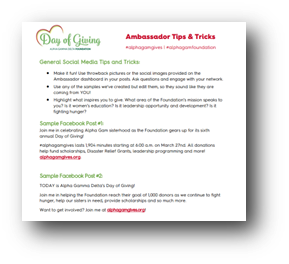 Blog on Giving Days in 2024: Message on giving day ambassador strategies from Alpha Delta Gamma