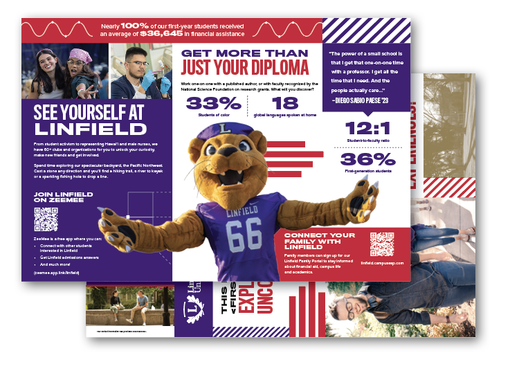 Linfield University student postcard